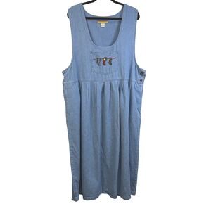 Bryn Connelly Denim Christmas Stocking Embroidered Dress Plus Size 22W